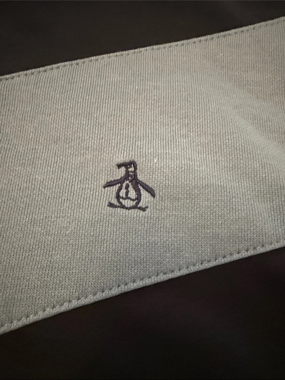 Original Penguin Navy Zip-Up Hoodie with Light Blue Chevron -Size Large